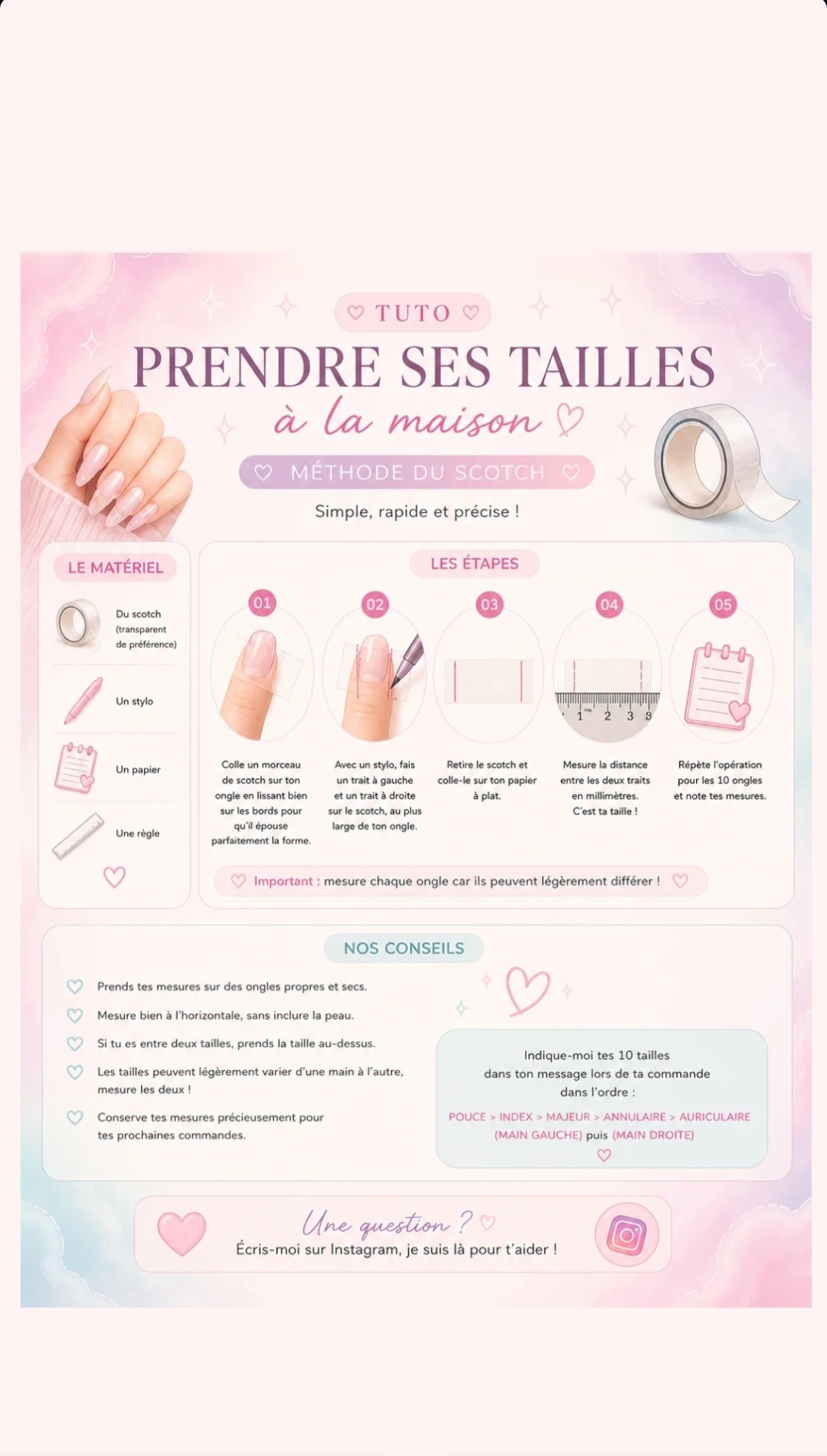 Tuto prise de tailles press-on nails